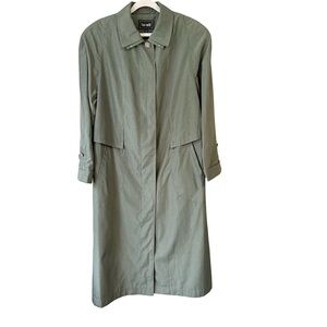 Fen-nelli Sage Green 90s Minimalist Trench Coat Size 11/12 M/L Office Workwear